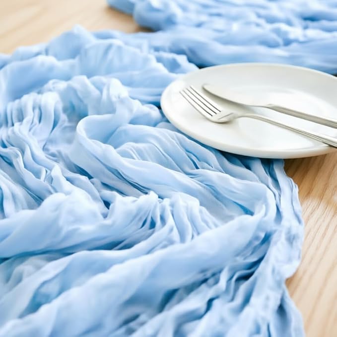 Baby Blue Cheesecloth Table Runner 120 Inches 4 Pack Gauze Table Runner | - Image 4