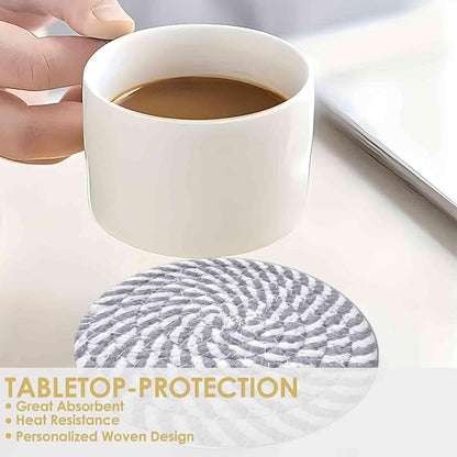 Drink Coasters 8 Pack with Holder, 4-Color Cotton Woven Absorbent Coasters Set - Image 7