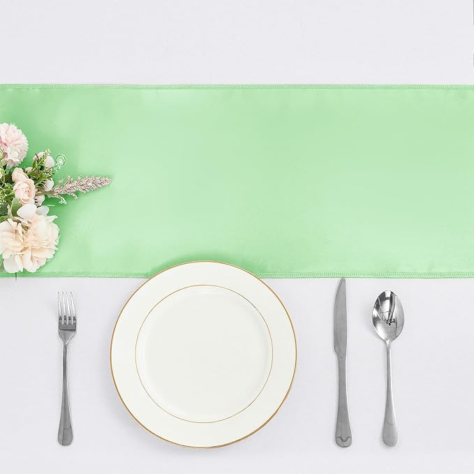 10-Pack Mint Green Satin Table Runner 12 x 108 Inch Long Fuchsia Bright and - Image 2