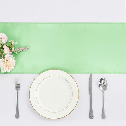 10-Pack Mint Green Satin Table Runner 12 x 108 Inch Long Fuchsia Bright and - Image 2