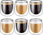 glastal Espresso Cups Set of 6, Double Walled Glass Coffee Cups 4oz by glastal