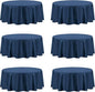 PureFit 6 Pack Round Navy Blue Table Cloths 90 Inch for Round Tables, Stain and Wrinkle Resistant Table Linens for Home Use, Wedding, Party, Banquet and Camping