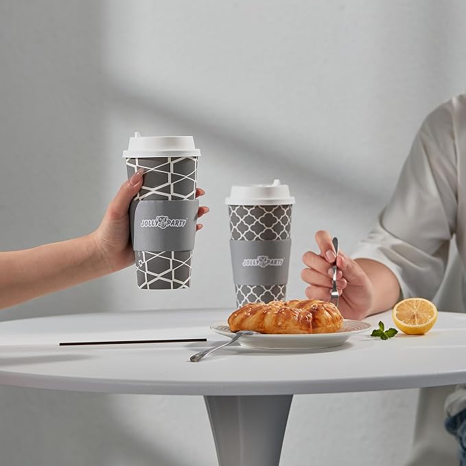 JOLLY PARTY 20 oz Paper Coffee Cups, Disposable Coffee Cups - Image 7
