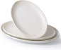 Ceramic Large Serving Platters- Set of 3 Oval Platters for Entertaining. Kitchen Dishes for Dinner, Fruit, Salad, Turkey, etc. Oven, Dishwasher Safe, 15.75"/13.75"/12",Mixed White