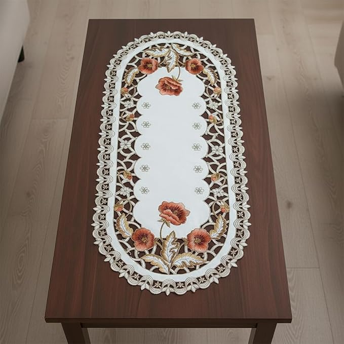 Arzoe Vintage European Flower Lace Table Runner Elegant Runners Cabinet Dining - Image 6