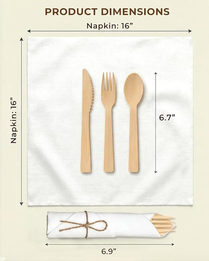 Pre Rolled Bamboo Silverware Set - Image 5