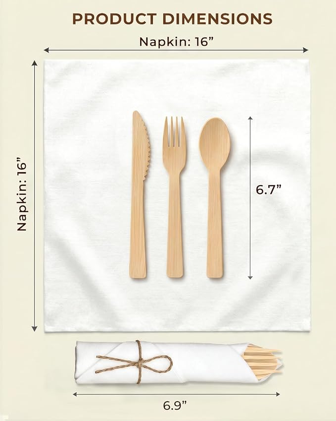 Pre Rolled Bamboo Silverware Set - Image 5