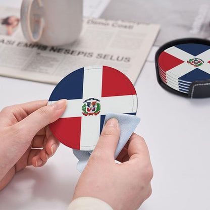 6 Pack Dominican Flag Leather Coaster - Image 6