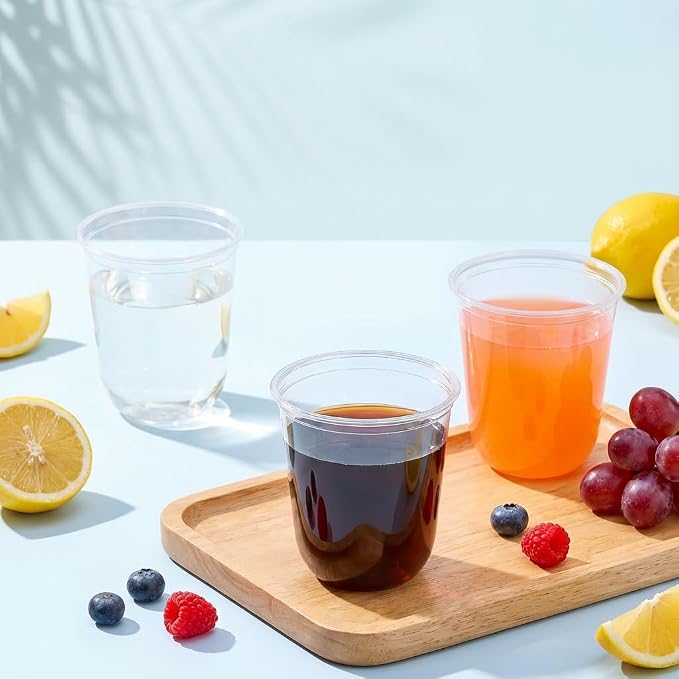 WELLIFE 100 Pcs 12 oz Clear Plastic Cups | Disposable Wine Glasses Stemless - Image 3