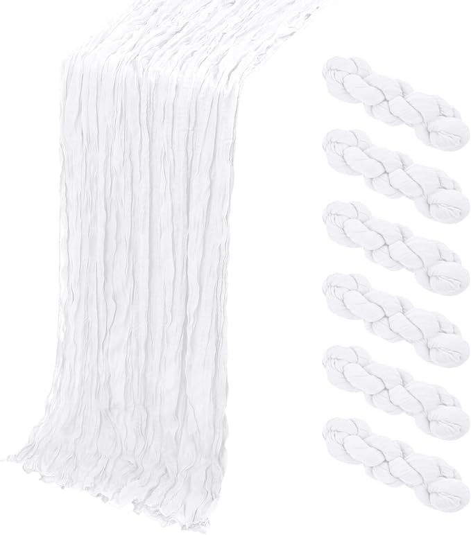 6 Pack White Cheesecloth Table Runner, 17 x 108 Inch, Gauze Cheese Cloth Table by Yorcari