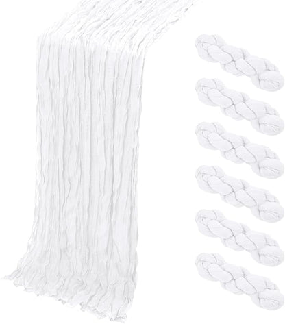 6 Pack White Cheesecloth Table Runner, 17 x 108 Inch, Gauze Cheese Cloth Table by Yorcari