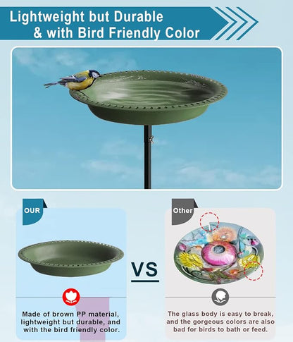 Koutemie Bird Bath for Outside 1-¼ Gallon Detachable, Deep Green, 29 Inch | - Image 3