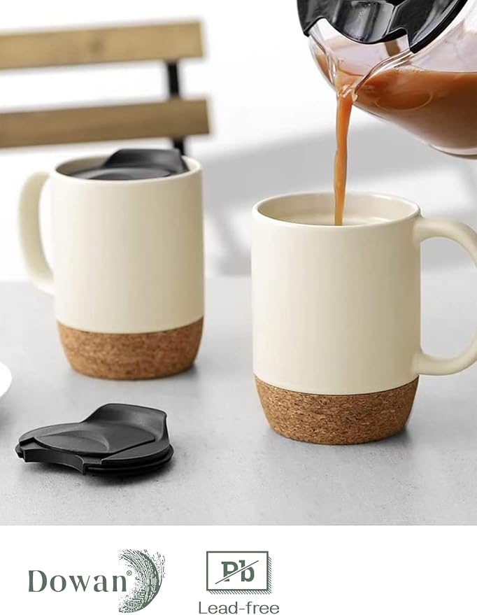DOWAN Coffee Mugs Set of 2, 15 OZ Ceramic Mug - Image 5