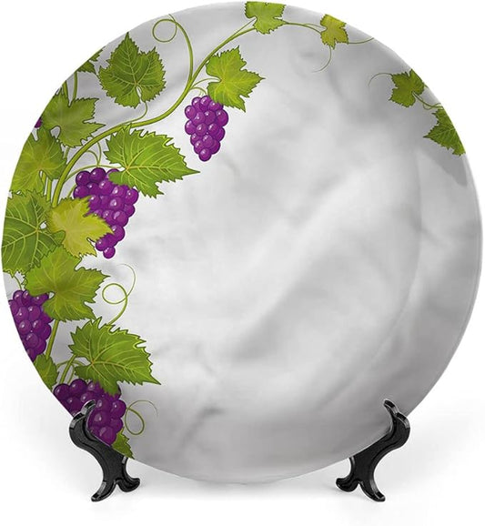 Ceramic Display Plate, Vineyard Ceramic Hanging Decorative Plate, Italian Latin Artistic, 10 Inch, Household Custom Ceramic Plate, Multicolor