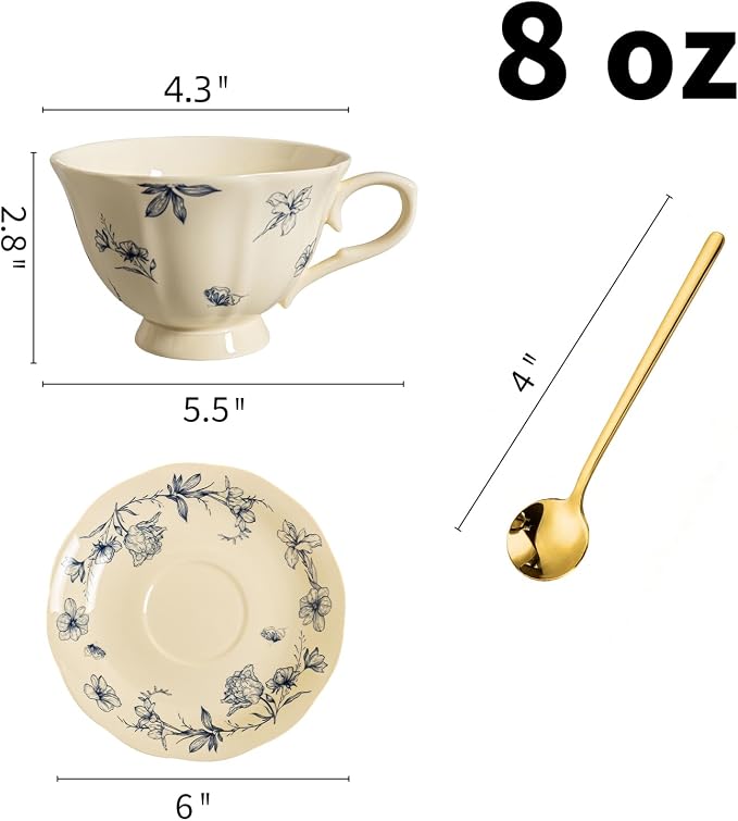 Vintage Fancy Porcelain Tea Cup and Saucer Set - Image 2