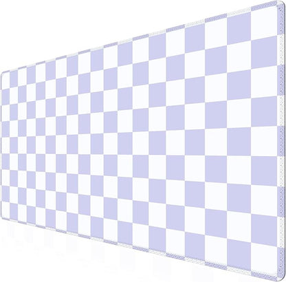 iCasso Desk Pad Mat, Desk Matt for Desktop, Cute XXL Large Mouse Pad, Anti-Slip Big Mousepad with Stitched Edges, Keyboard Pad Mouse Mat for Computer (Purple Checkered)