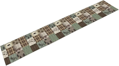 Rustic Moose Deer Bear Table Runner, Retro Vintage Bear Cottage Country Style - Image 7