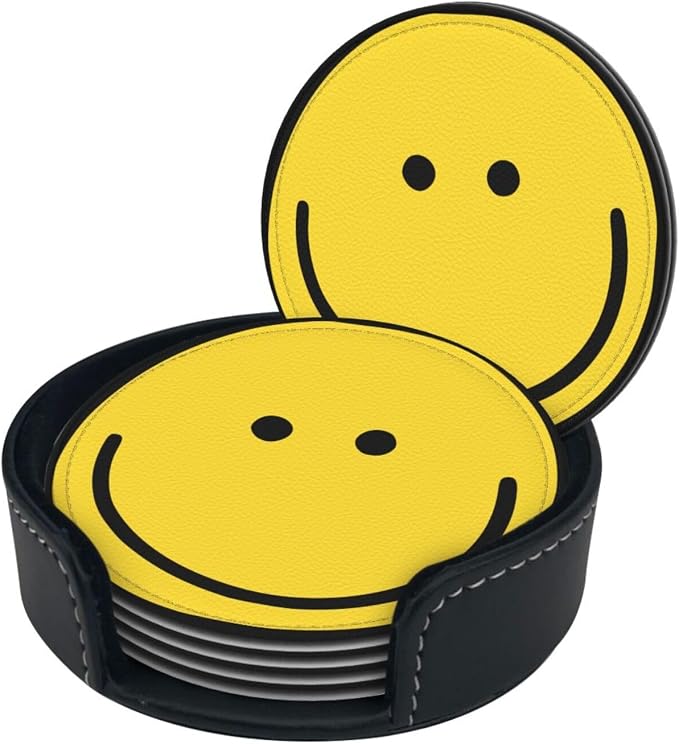 Smiley Face Coasters Set 6 Happy Face Coaster | - Image 3