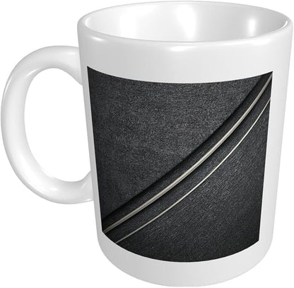 Thin White Lines Geometric Pattern Minimalist Ceramic Cup, Elegant Coffee Mug - Image 3