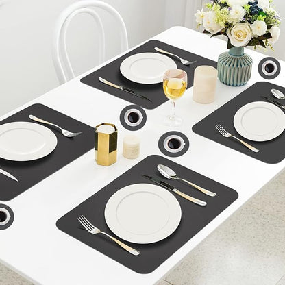 Placemats Set of 6, Faux Leather Place Mats - Image 6