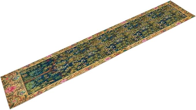 William Morris Table Runner, Boho Rustic Ethnic Tree of Life Flower Original - Image 5