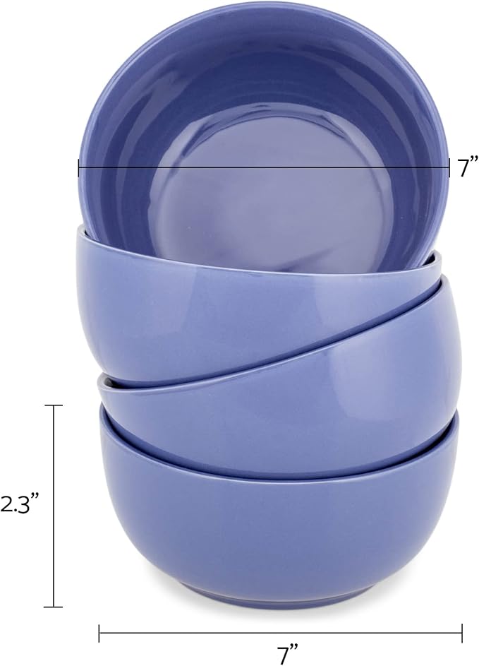 Elanze Designs Bistro Glossy Ceramic 7 inch Dinnerware Bowls Set of 4 - Image 3