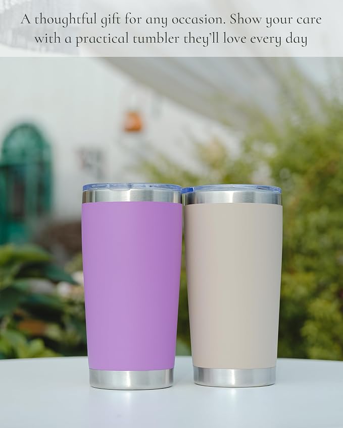 20oz Travel Coffee Tumbler 8 Pack, Lids and Straws, Stainless Steel | Double - Image 7