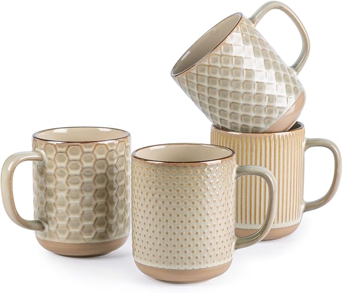 GBhome Coffee Mugs Set of 4, 12 oz Coffee Cups by GBhome