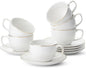 BTaT- Cappuccino Cups with Saucers 6 oz, Dishwasher Safe, Au Lait, Flat White by BrewToATea