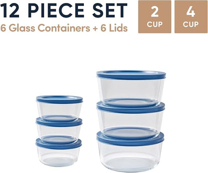 12-Piece Glass Food Storage Containers Set | 2-Cup & 4-Cup, Leakproof | - Image 2