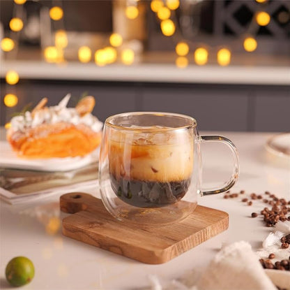 CNGLASS 10oz Double Walled Glass Coffee Mugs, Glass Espresso Mugs - Image 6