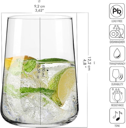 Krosno Infinity Drinking Glasses Set of 6 – 16.6 oz Water Juice Glasses - Image 2