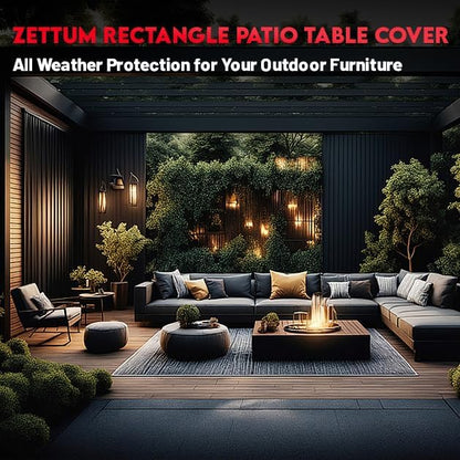 Zettum Patio Furniture Cover Rectangle - 74 Inch Outdoor Table Cover Waterproof & Heavy Duty, 600D Lawn Furniture Set Covers for Outside Rectangular Dining Table and Chairs Combo - 74 x 54 x 28 Inch