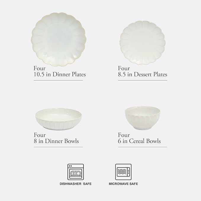 Gibson Elite Malibu Shore 16 Piece Scallop Stoneware Reactive Glaze Ceramic - Image 2