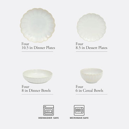 Gibson Elite Malibu Shore 16 Piece Scallop Stoneware Reactive Glaze Ceramic - Image 2