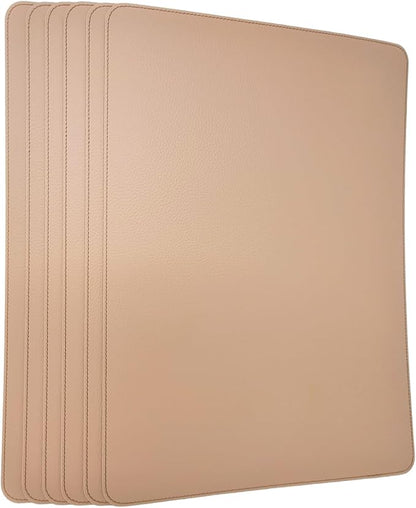 Nikalaz Set of 6 Placemats Made of Recycled Leather (18"x13", Light Camel)
