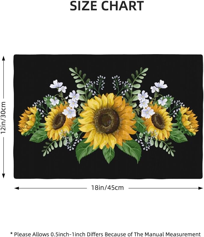 Fiokroo Sunflowers Wild Flowers Placemats Set of 4 Table Mats Table Tableware - Image 2