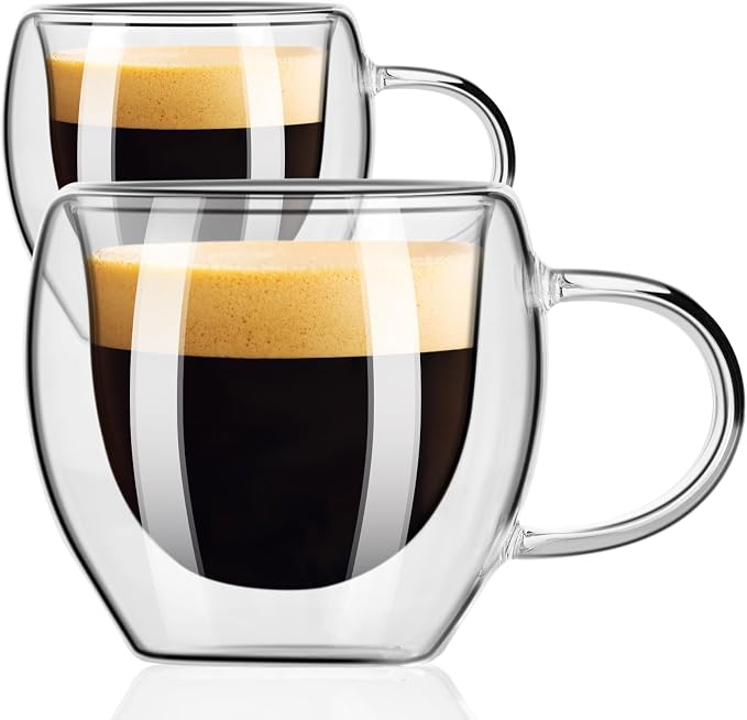 PARACITY Double Wall Glass Espresso Cups, 2.7 oz Expresso Shots, cappuccino by PARACITY