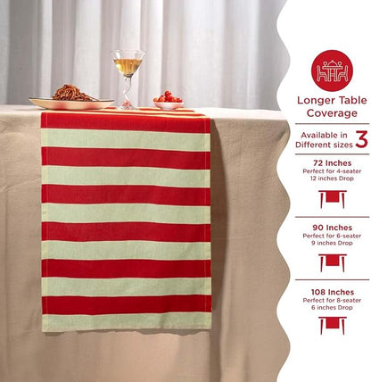 Folkulture Fall Table Runner 72 Inches Long| Red & White Horizontal Striped | - Image 6