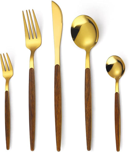 20-Piece Gold Silverware Set by MetalServingUtensils