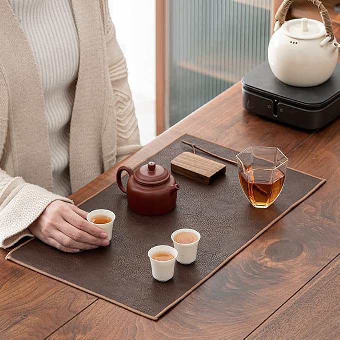 Waterproof PU Leather Table Runner, 20×39 Inch Vintage Coffee/Tea Mats - Image 2