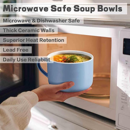 Soup Bowls with Handles & Spoons, 30oz Ceramic Ramen Bowl with Lid, Large Soup - Image 5