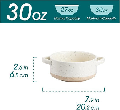 vancasso Sabine 30 Oz French Onion Soup Bowls, Stoneware Set of 4 | Cream Beige - Image 2