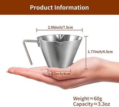 10 Pc Stainless Steel Espresso Shot Cups, 3.4oz/100ml, V-Shaped Mouth - Image 6