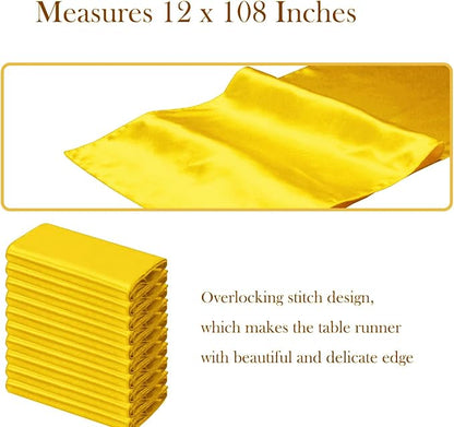 10 Pack Wedding Satin Yellow Table Runners 12 X 108 Inches Table Runner - Image 2
