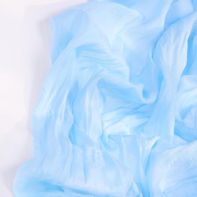 DeZerlor Baby Blue Cheesecloth Table Runner 1 Pack Summer Boho Runner | - Image 3