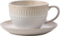 10Oz ceramic coffee cup and saucer sets, elegant striped pattern, unique kiln by Leijosya