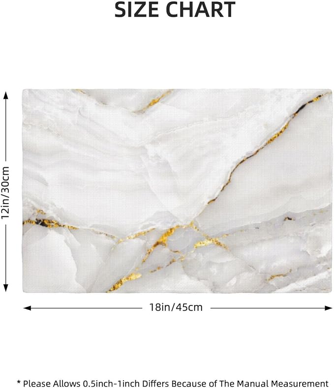 Fiokroo Marble with Golden Line Texture Placemats Set of 6 Table Mats Table - Image 2