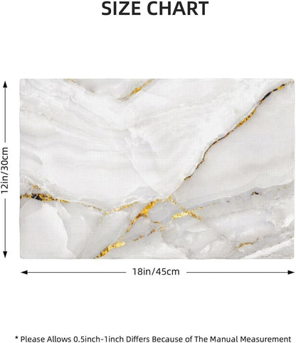 Fiokroo Marble with Golden Line Texture Placemats Set of 6 Table Mats Table - Image 2