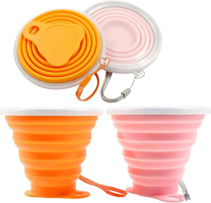Litoexpe 2 Pack Silica gel Collapsible Travel Cup 270ml, Portable Folding by PRATICALPRODUCTS